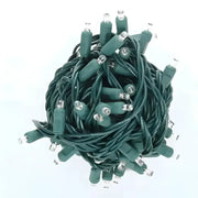100 5mm Cool White SuperSpark® LED Strobe Christmas Lights, 6" Spacing, Green Wire
