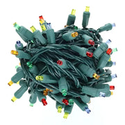 100 5mm Multicolor LED Christmas Lights, 4" Spacing, Green Wire