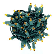 50 5mm Orange SuperSpark® LED Strobe Christmas Lights, 6" Spacing, Green Wire