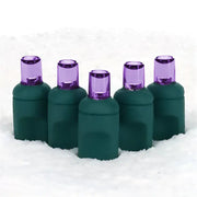 50 5mm Purple SuperSpark® LED Strobe Christmas Lights, 6" Spacing, Green Wire
