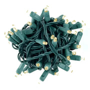 100 5mm Warm White LED Christmas Lights, 4" Spacing, Green Wire
