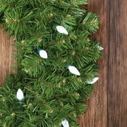 100 C6 Cool White LED Christmas Lights, 4" Spacing, Green Wire
