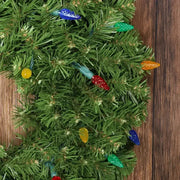 100 C6 Multicolor LED Christmas Lights, 4" Spacing, Green Wire