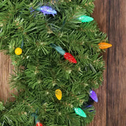 100 C6 Multicolor LED Christmas Lights, 4" Spacing, Green Wire