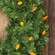 100 C6 Orange LED Christmas Lights, 4" Spacing, Green Wire