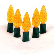 100 C6 Orange LED Christmas Lights, 4" Spacing, Green Wire