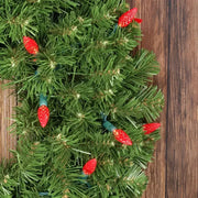 100 C6 Red LED Christmas Lights, 4" Spacing, Green Wire