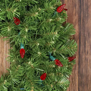 100 C6 Red LED Christmas Lights, 4" Spacing, Green Wire