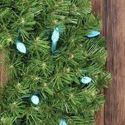 100 C6 Teal LED Christmas Lights, 4" Spacing, Green Wire