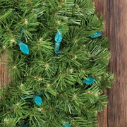 100 C6 Teal LED Christmas Lights, 4" Spacing, Green Wire