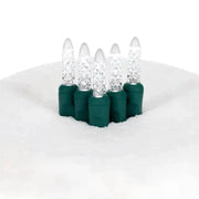 100 M5 Cool White LED Christmas Lights, 4" Spacing, Green Wire