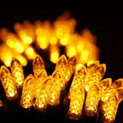 100 M5 Gold LED Christmas Lights, 4" Spacing, Green Wire
