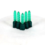100 M5 Green LED Christmas Lights, 4" Spacing, Green Wire