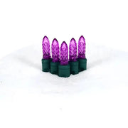 100 M5 Purple LED Christmas Lights, 4" Spacing, Green Wire