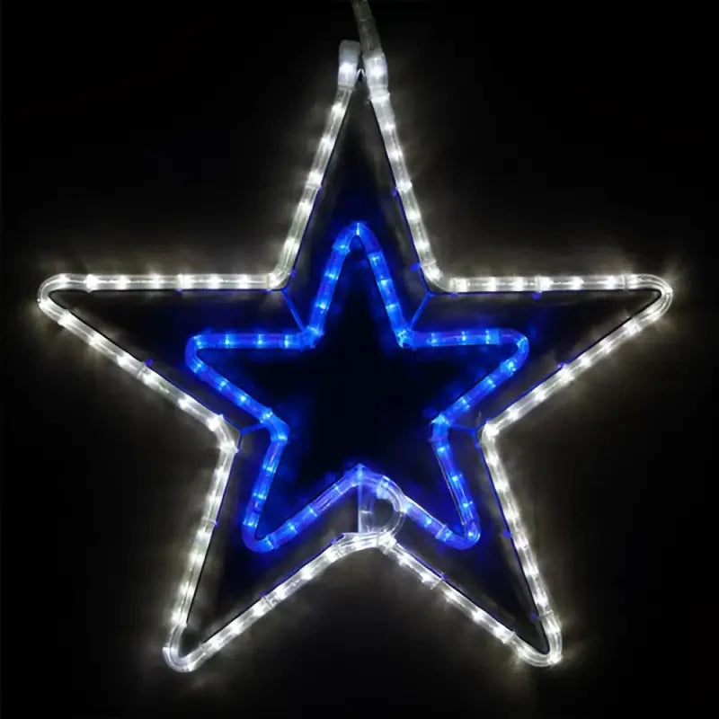 22" Blue and Cool White LED Double 5 Point Star