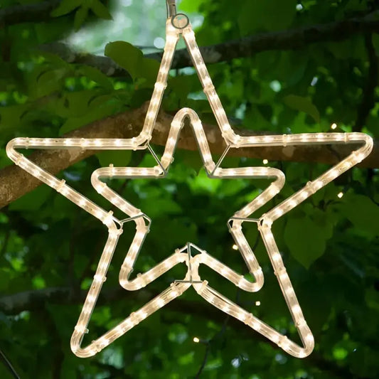 22" Warm White LED Double 5 Point Star
