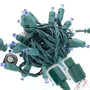 25 5mm Blue Commercial Co-Axial LED Christmas Lights, 4" Spacing, Green Wire [CLOSEOUT]