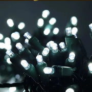 25 5mm Cool White Commercial Co-Axial LED Christmas Lights, 4" Spacing, Green Wire [CLOSEOUT]