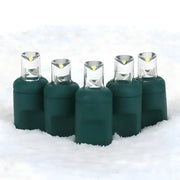 25 5mm Cool White Commercial Co-Axial LED Christmas Lights, 4" Spacing, Green Wire [CLOSEOUT]