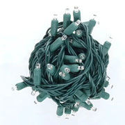 25 5mm Cool White SuperSpark® LED Strobe Christmas Lights, 15" Spacing, Green Wire