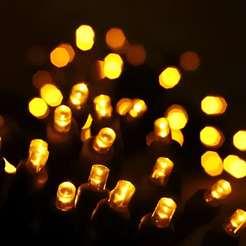 25 5mm Gold Commercial Co-Axial LED Christmas Lights, 4" Spacing, Green Wire [CLOSEOUT]
