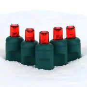 25 5mm Red Commercial Co-Axial LED Christmas Lights, 4" Spacing, Green Wire [CLOSEOUT]