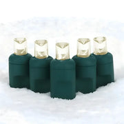 25 5mm Warm White Twinkle Commercial Co-Axial LED Christmas Lights, 4" Spacing, Green Wire [CLOSEOUT]