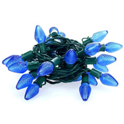 25 C7 Blue LED Christmas Lights, 8" Spacing, Green Wire [CLOSEOUT]