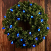 25 C7 Blue LED Christmas Lights, 8" Spacing, Green Wire [CLOSEOUT]