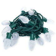 25 C7 Cool White LED Christmas Lights, 8" Spacing, Green Wire [CLOSEOUT]