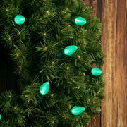 25 C7 Green LED Christmas Lights, 8" Spacing, Green Wire [CLOSEOUT]