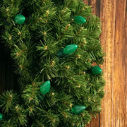25 C7 Green LED Christmas Lights, 8" Spacing, Green Wire [CLOSEOUT]