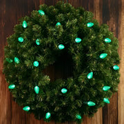 25 C7 Green LED Christmas Lights, 8" Spacing, Green Wire [CLOSEOUT]