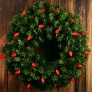 25 C7 Red LED Christmas Lights, 8" Spacing, Green Wire [CLOSEOUT]