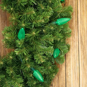 25 C9 Green LED Christmas Lights, 8" Spacing, Green Wire [CLOSEOUT]