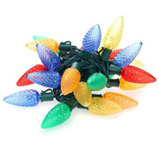 25 C9 Multicolor LED Christmas Lights, 8" Spacing, Green Wire [CLOSEOUT]