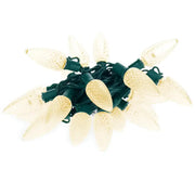 25 C9 Warm White LED Christmas Lights, 8" Spacing, Green Wire [CLOSEOUT]