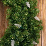 25 C9 Warm White LED Christmas Lights, 8" Spacing, Green Wire [CLOSEOUT]