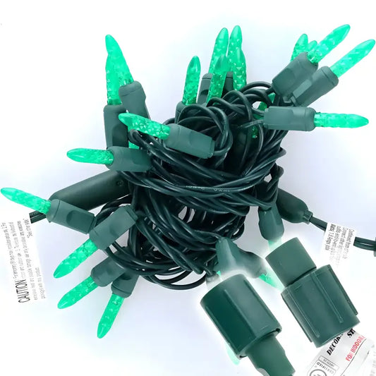 25 M5 Green Commercial Co-Axial LED Christmas Lights, 4" Spacing, Green Wire [CLOSEOUT]