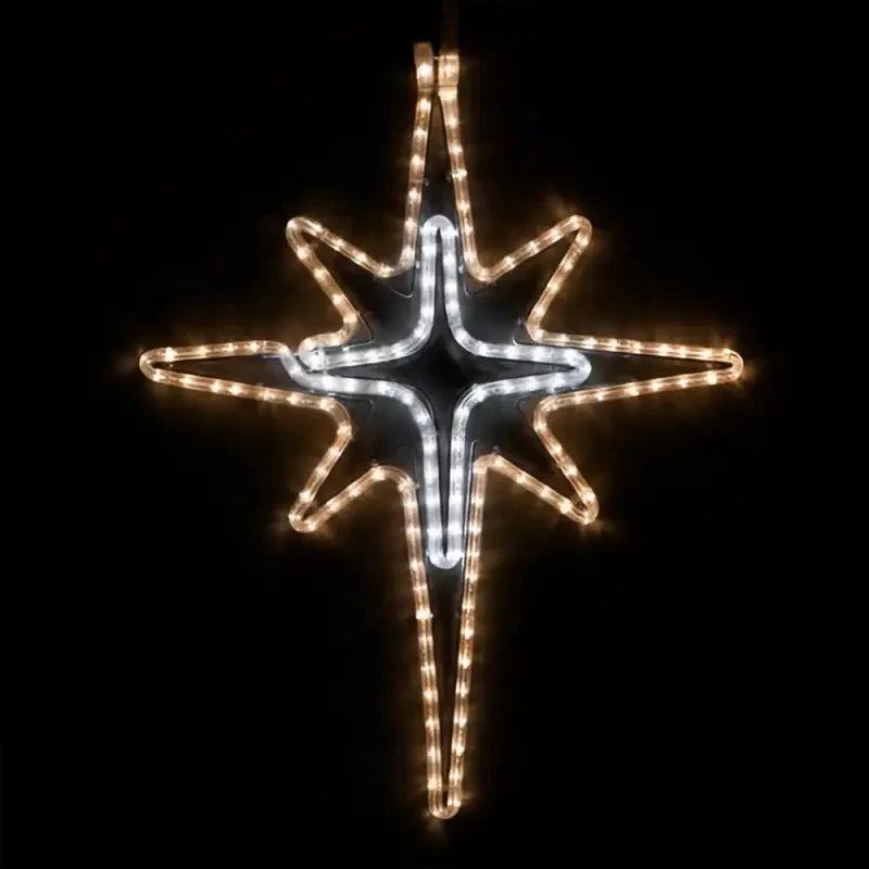 28" Warm White and Cool White LED Bethlehem Star with Cross Center
