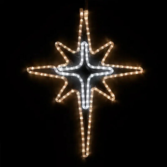 28" Warm White and Cool White LED Bethlehem Star with Cross Center