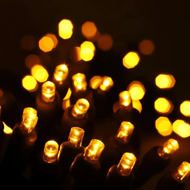 35 5mm Gold LED Christmas Lights, 4" Spacing, Green Wire [CLOSEOUT]