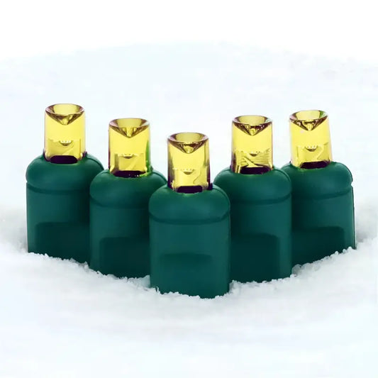 35 5mm Gold LED Christmas Lights, 4" Spacing, Green Wire [CLOSEOUT]