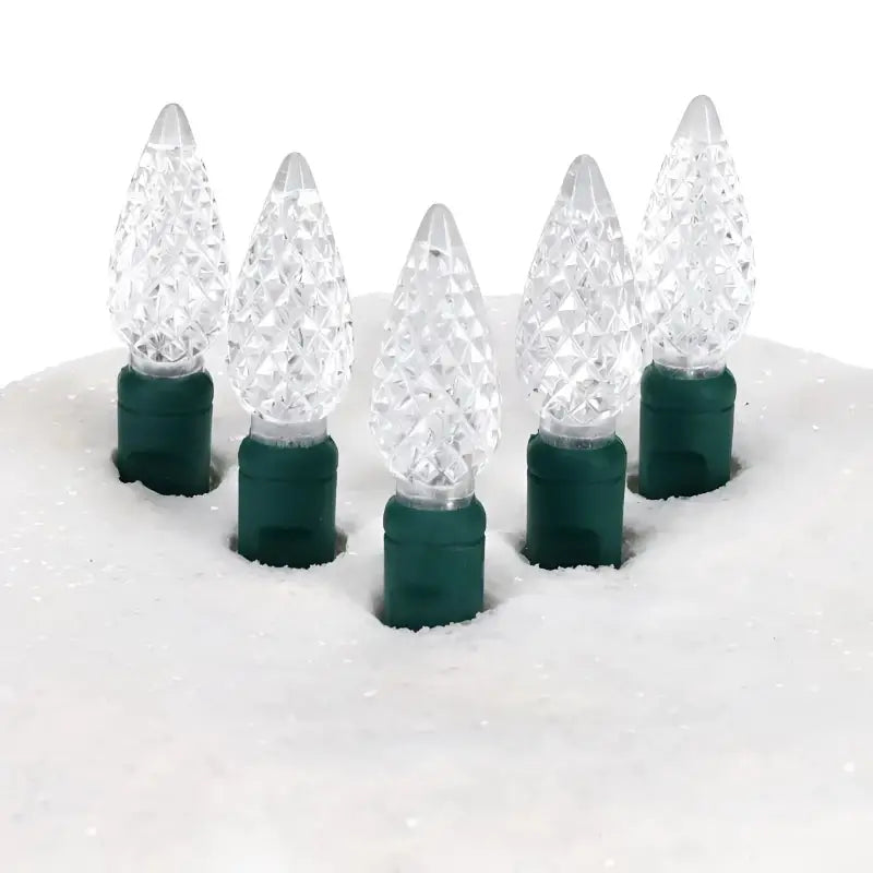 35 C6 Cool White LED Christmas Lights, 4" Spacing, Green Wire [CLOSEOUT]