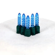 35 M5 Blue LED Christmas Lights, 4" Spacing, Green Wire [CLOSEOUT]