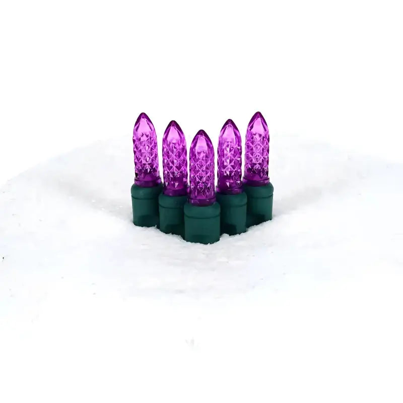 35 M5 Purple LED Christmas Lights, 4" Spacing, Green Wire [CLOSEOUT]