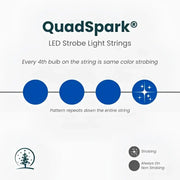 50 5mm Blue QuadSpark® LED Strobe Christmas Lights, 6" Spacing, Green Wire