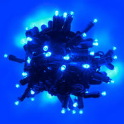 50 5mm Blue QuadSpark® LED Strobe Christmas Lights, 6" Spacing, Green Wire