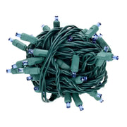 50 5mm Blue QuadSpark® LED Strobe Christmas Lights, 6" Spacing, Green Wire