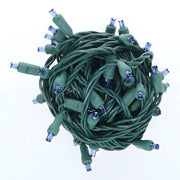50 5mm Blue SuperSpark® LED Strobe Christmas Lights, 6" Spacing, Green Wire